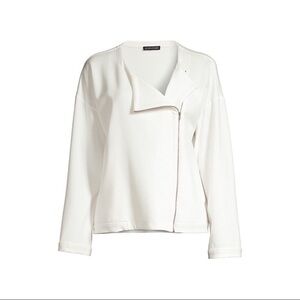 Eileen Fisher Roundneck Zip Jacket White Size Medium Petite‎